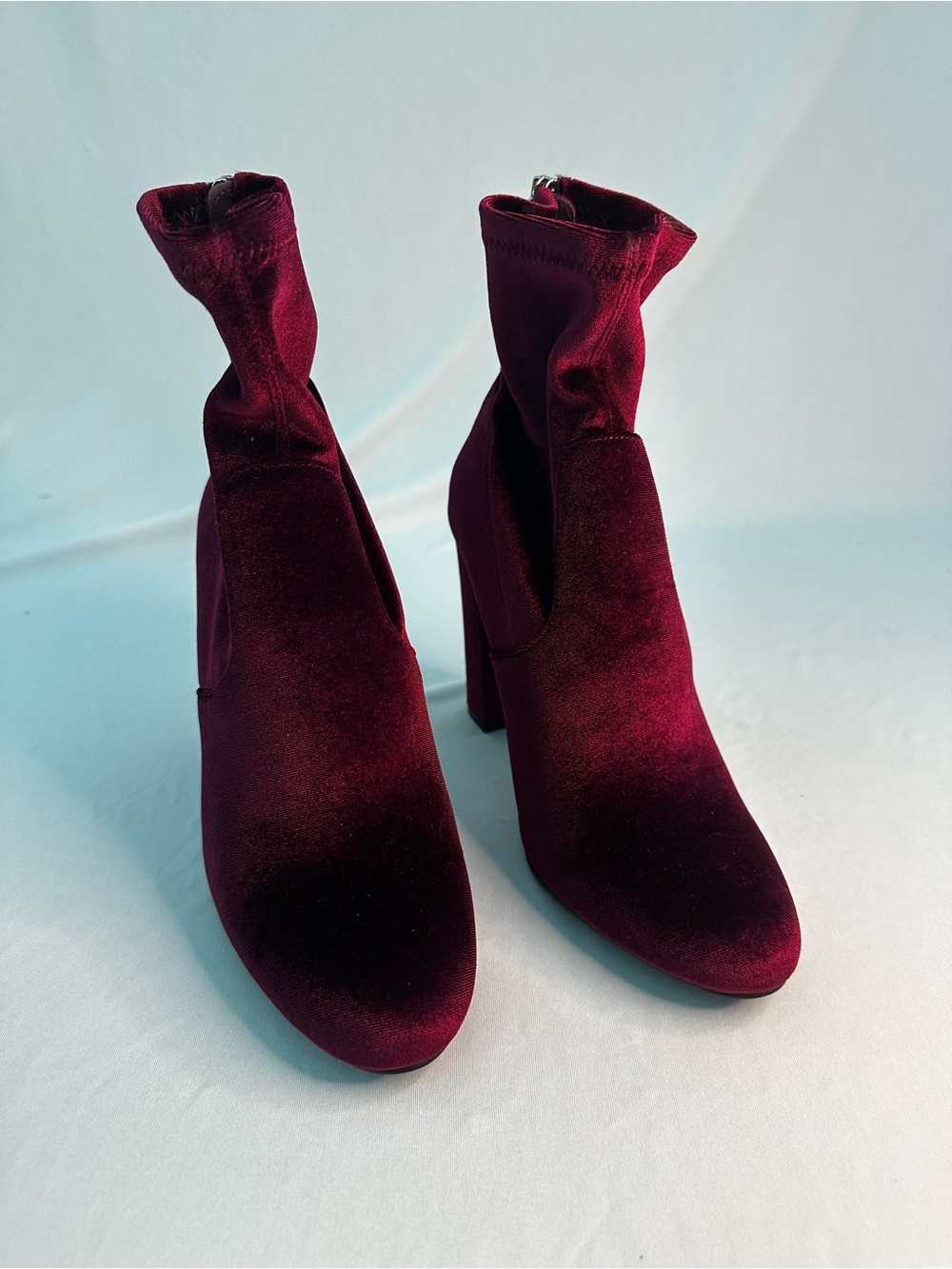 Steve Madden Velvet Mid-Calf Boots in Burgundy